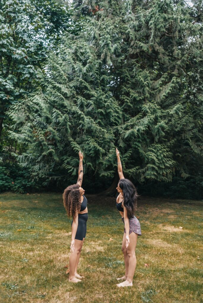 Friends working out together